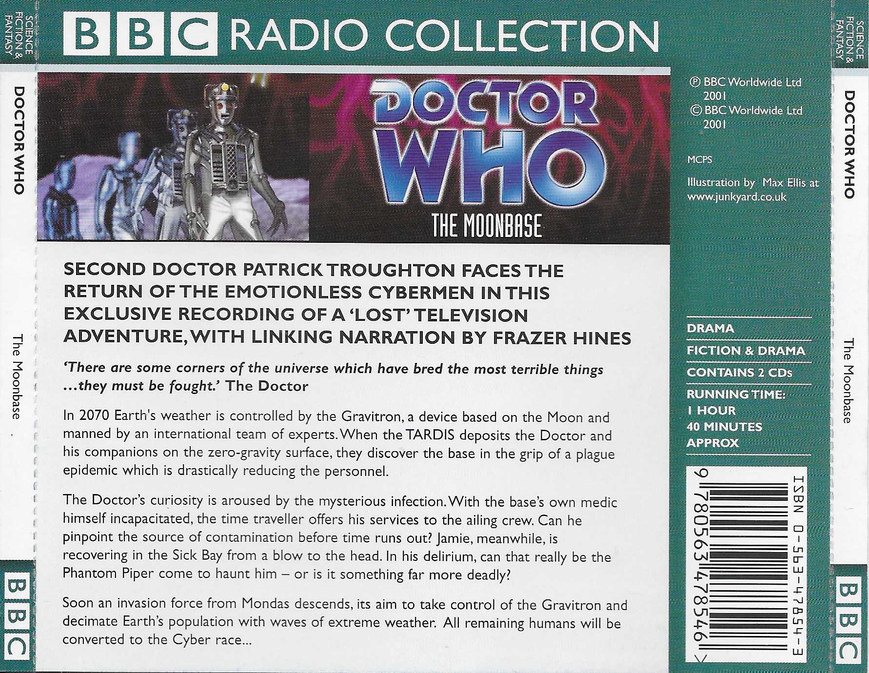 Picture of ISBN 0-563-47854-3 Doctor Who - The Moonbase by artist Kit Pedler from the BBC records and Tapes library